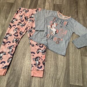 Girls unicorn 2 pc “ believe in your dreams” pj set sz 10/12 pajamas